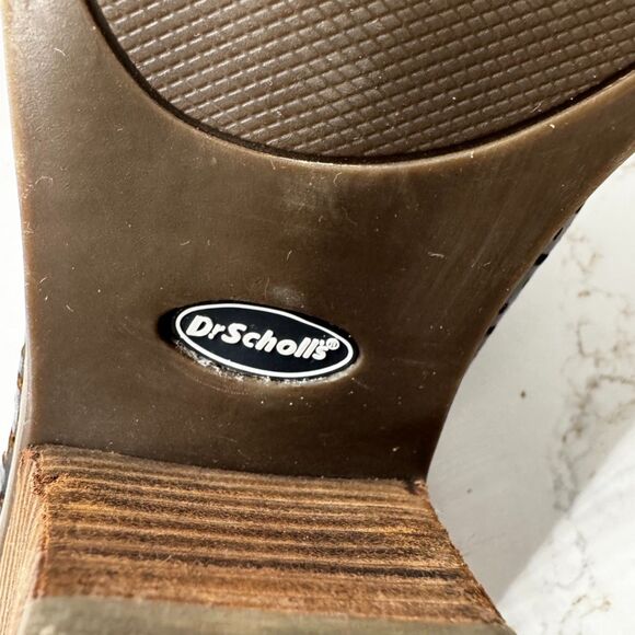 Dr Scholls Codie Womens 7.5 Drk Brown Peep Toe Comfort Sandal Mule Faux Leather - Picture 5 of 14